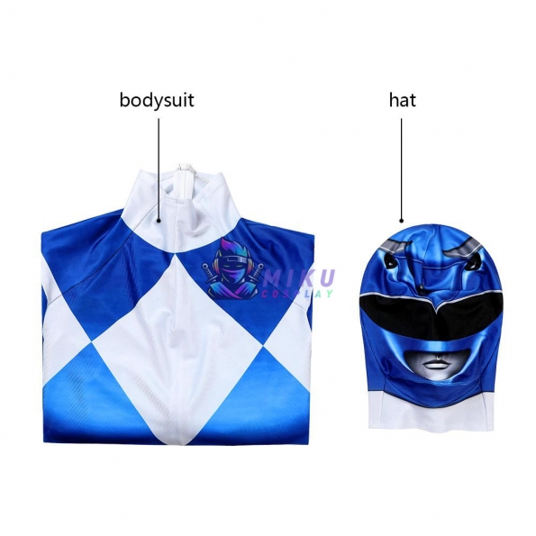 Kids Blue Power Ranger Spandex Cosplay Costumes