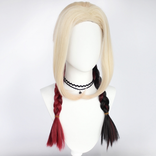 The Suicide Squad Harley Quinn Wig Red and Black Braids Edition