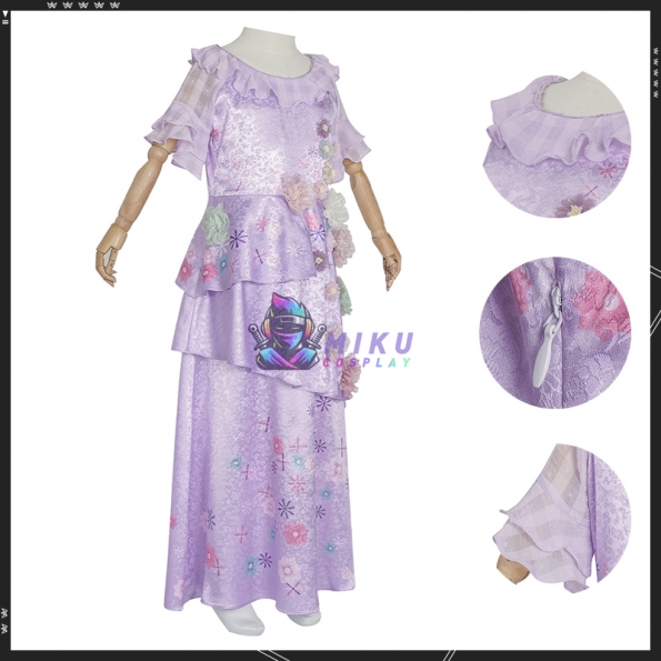 Disney Encanto Isabela Madrigal Cosplay Costume Kids Detailed Dress