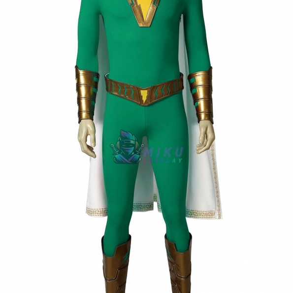 Shazam Cosplay Costumes Family Green Suits