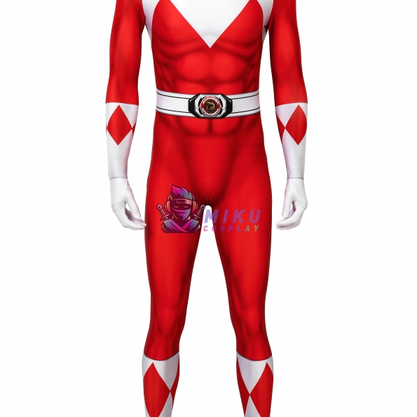 Red Power Ranger Spandex Cosplay Costumes