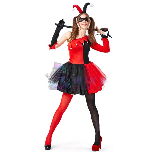 Harley Quinn Cosplay Costume Red Dress