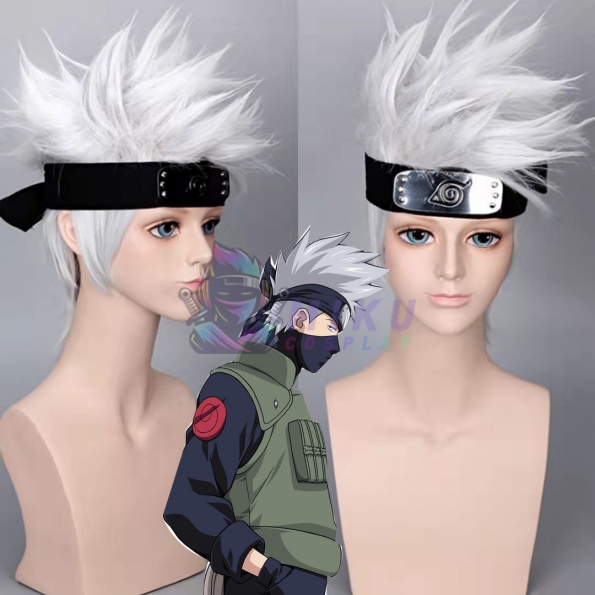 Naruto Kakashi Hatake Cosplay Wig and Headband