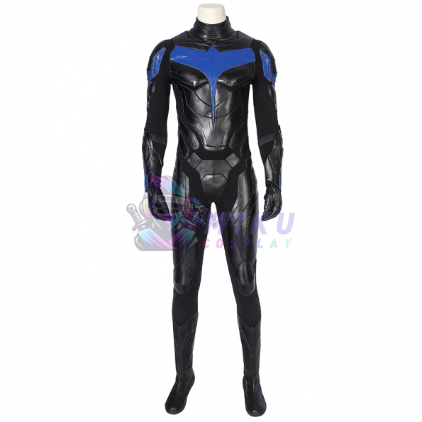 Titans S1 Nightwing Costume Dick Grayson Cosplay Leather Suit