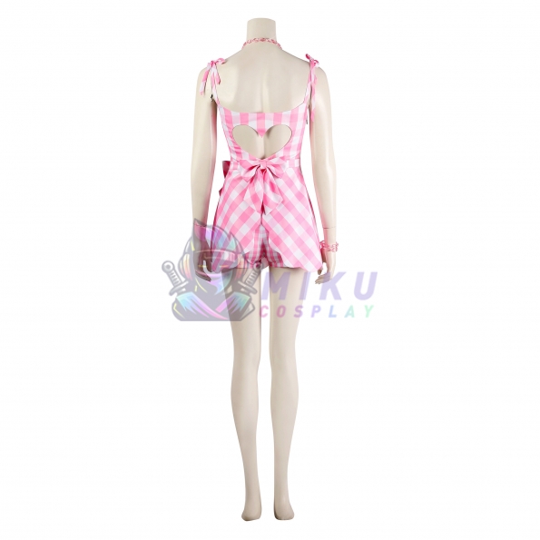 Barbie 2023 Movie Barbie Cosplay Pink Plaid Dress