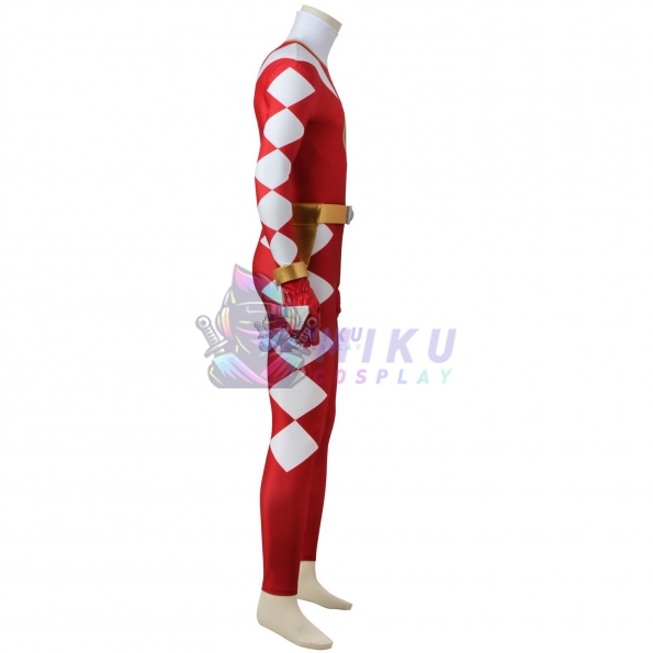 Red Power Ranger Costume Adult Dino Conner McKnight Cosplay Suit