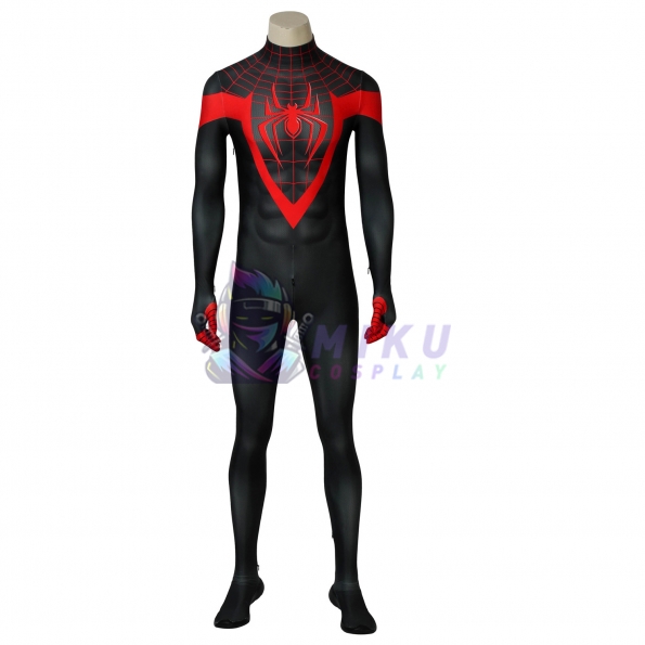 Miles Morales Ultimate Spiderman Black Suit Spiderman Costume Spandex ...