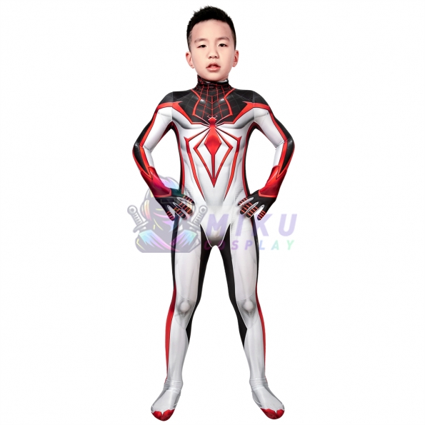 Kids Miles Morales Track Suit White Spider-Man Costume for Children