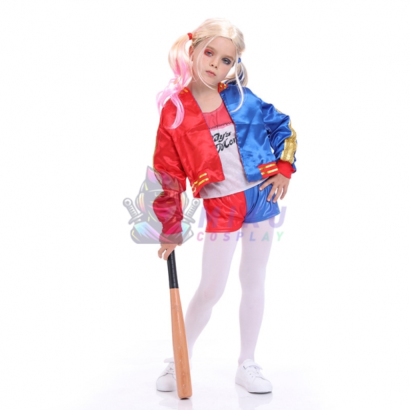 Suicide Squad Harley Quinn Cosplay Costume Kids Suit