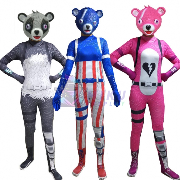 Female Pink Panda Fortnite Halloween Costume Skeleton Trooper Costume