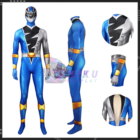 Ryusoulger Blue Power Ranger Adult Costume Ryusoul Blue Cosplay Jumpsuit