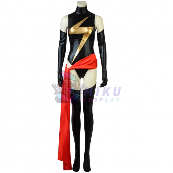 Captain Marvel Costume Women's Black Thunder Logo Jumpsuit