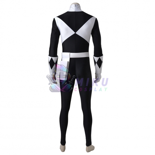Adult Black Power Ranger Costume Mighty Morphin Zack Taylor Suit Boots Version