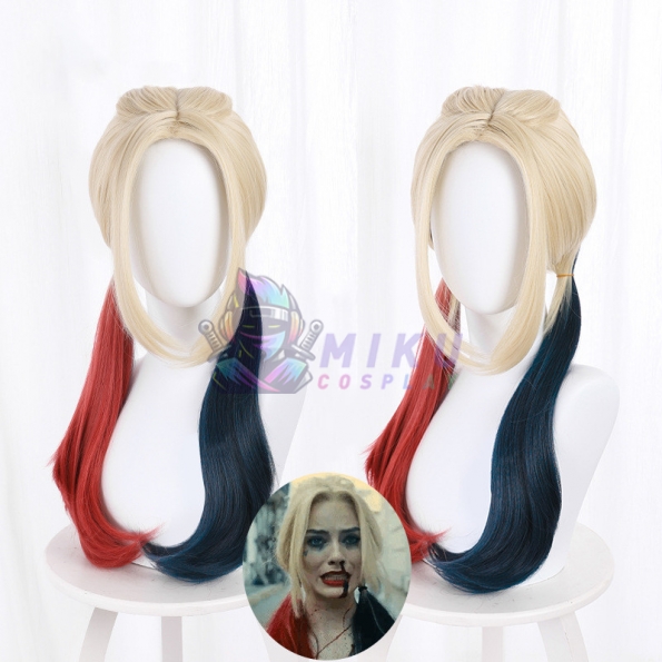 The Suicide Squad Harley Quinn Cosplay Wig Red and Blue Long Edition
