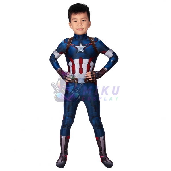 Age of Ultron Kids Captain America Suit Spandex Cosplay Costume