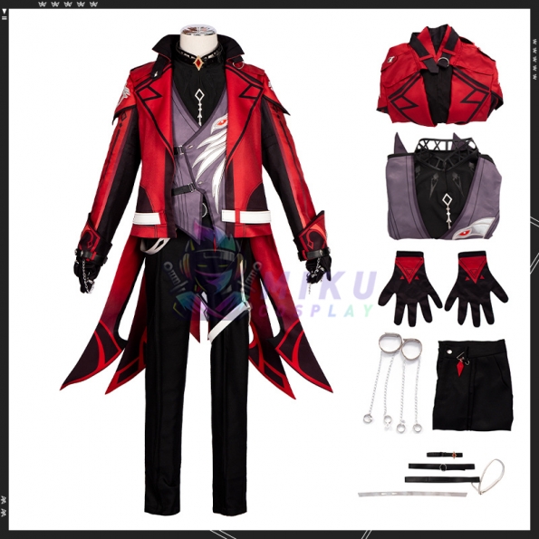 Genshin Impact Diluc Cosplay Costume New Skin Red Suit