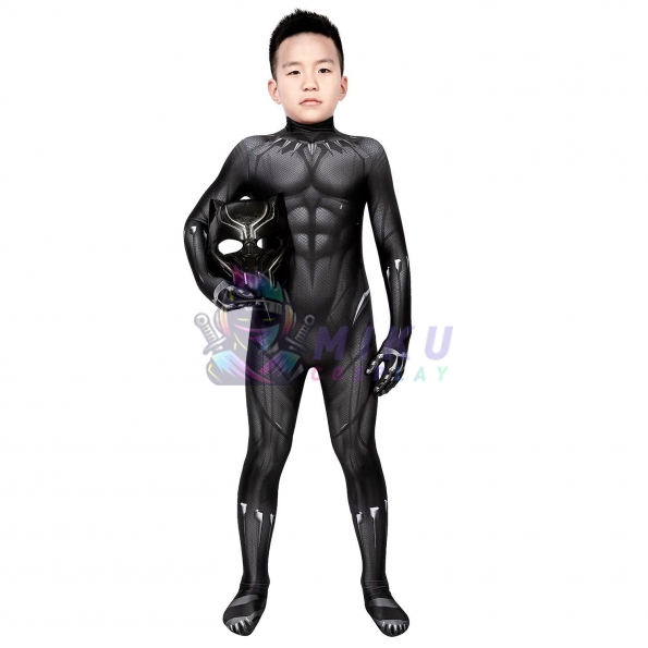 Black Panther Costume Kids  T'Challa Cosplay Endgame Edition Spandex Jumpsuit