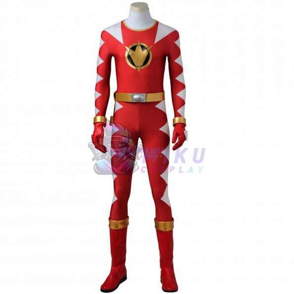 Red Power Ranger Costume Adult Dino Conner McKnight Cosplay Suit