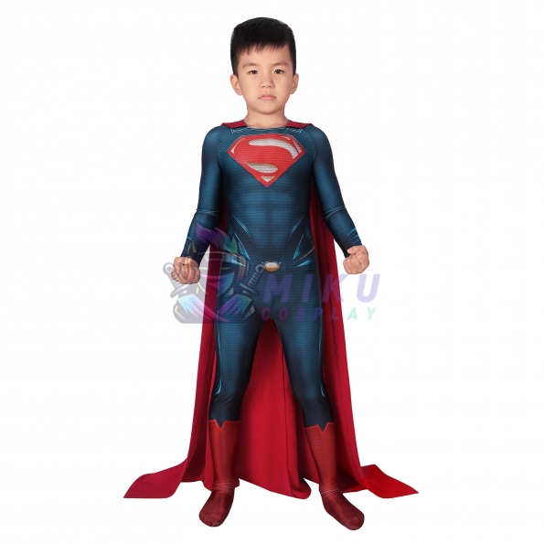 Kids Man of Steel Superman Costume Clark Kent Suit Spandex Jumpsuit