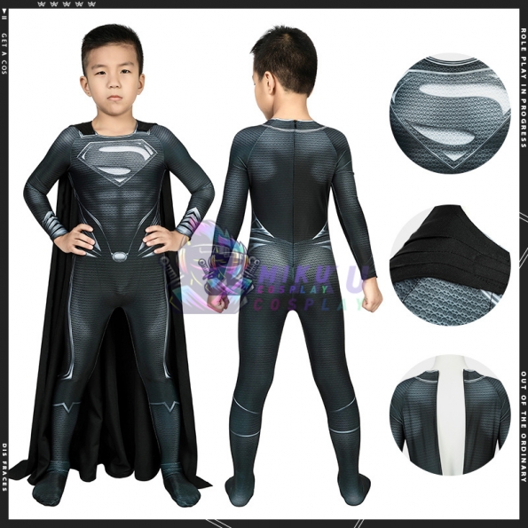 Justice League Black Suit Superman Kids Spandex Suit