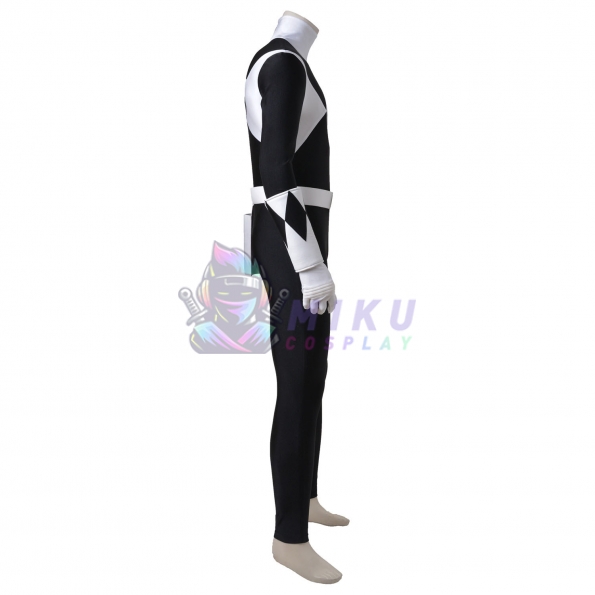 Adult Black Power Ranger Costume Mighty Morphin Zack Taylor Suit Boots Version
