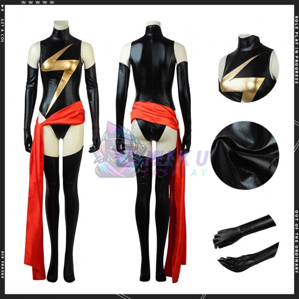 Captain Marvel Costume Women's Black Thunder Logo Jumpsuit