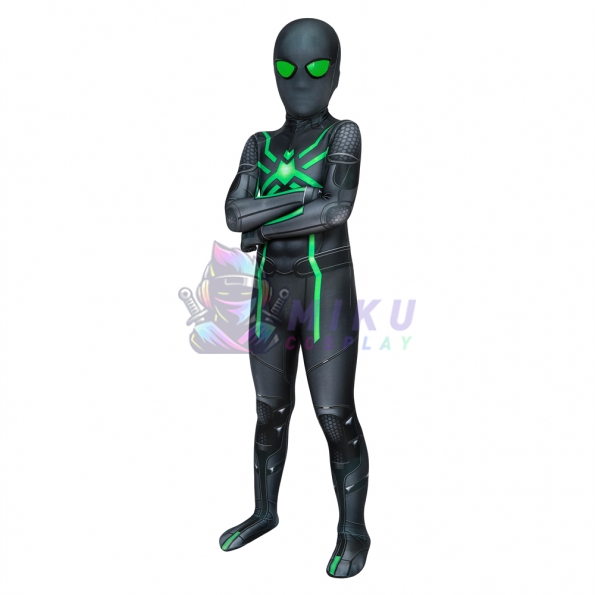 Kids PS4 Spiderman Stealth Suit Children Big Time Green Spider-Man Costumes