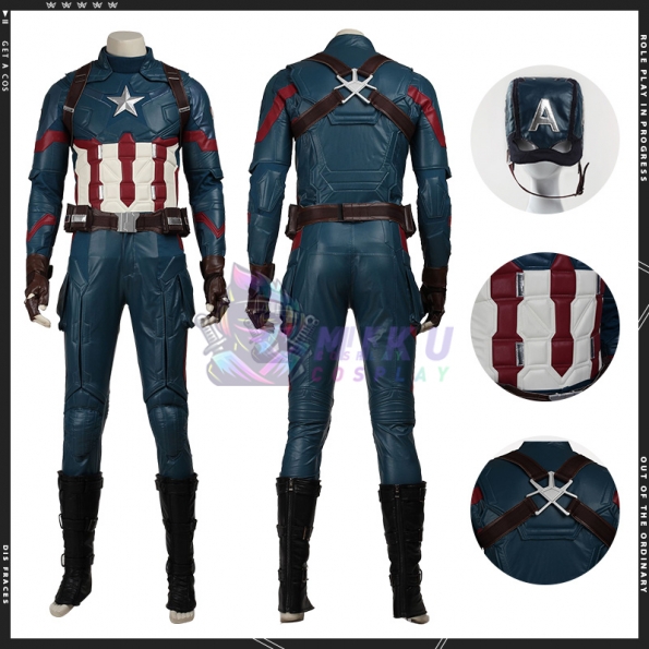 Captain America Costume for Adult Civil War Cosplay Leather Suit High End