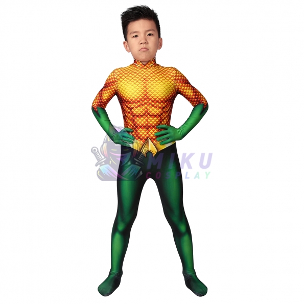 Aquaman Arthur Curry Spandex Kids Cosplay Costumes
