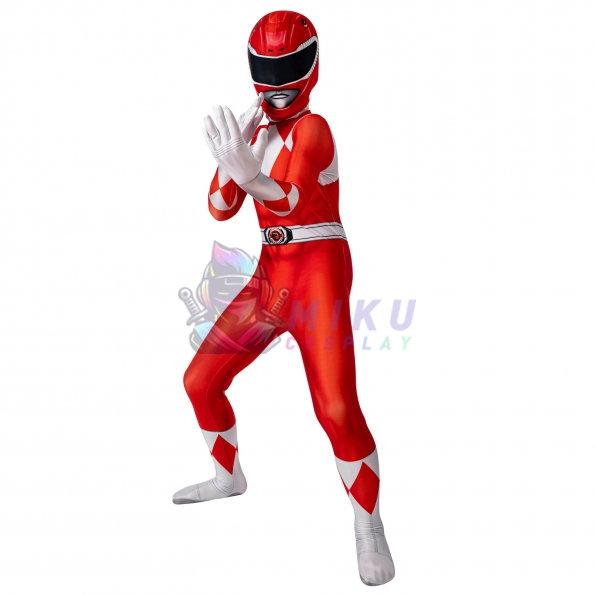 Kids Red Power Ranger Costume Red Ranger 3D Spandex Suit