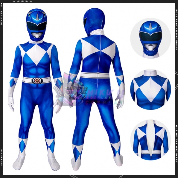 Kids Blue Power Ranger Costume Blue Ranger 3D Spandex Suit