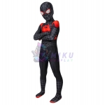 Kids Miles Morales Spiderman Costume Into The Spider-Verse Spiderman Black Suit