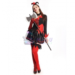 Harley Quinn Cosplay Costume Black and Red Clown Dress