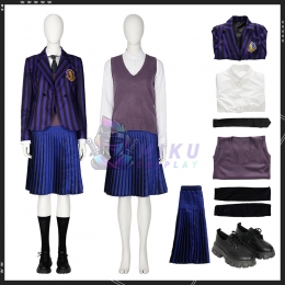 Wednesday Addams Purple Grils School Uniform