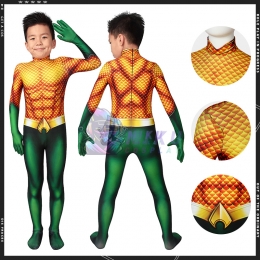 Aquaman Arthur Curry Spandex Kids Cosplay Costumes