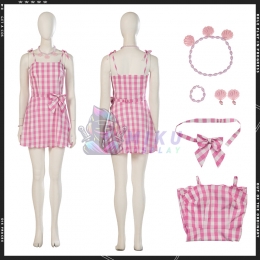 Barbie 2023 Movie Barbie Cosplay Pink Plaid Skirt