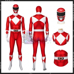 Adult Red Power Ranger Costume Red Ranger Spandex Suit