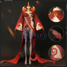 Genshin Impact Fire Yaksha Cosplay Costume Red Suit
