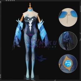 Genshin Impact Water Yaksha Cosplay Costume Blue Suit