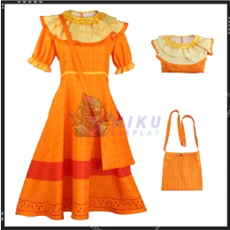 Kids Encanto Costume Pepa Madrigal Cosplay Dress WIth Bag
