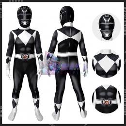 Kids Black Power Ranger Costume Black Ranger 3D Spandex Suit