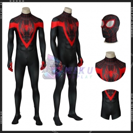 Miles Morales Ultimate Spiderman Black Suit Spiderman Costume Spandex Jumpsuit