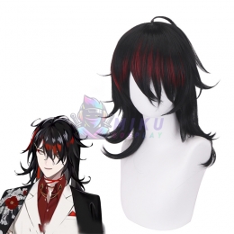 Nijisanji VTuber Vox Akuma Cosplay Wig Black Red