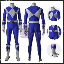 Adult Blue Power Ranger Costume Mighty Morphin Billy Cranston Suit Boots Version