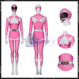 Women's Pink Power Ranger Costume Mighty Morphin Power Ranger Jumpsuit
